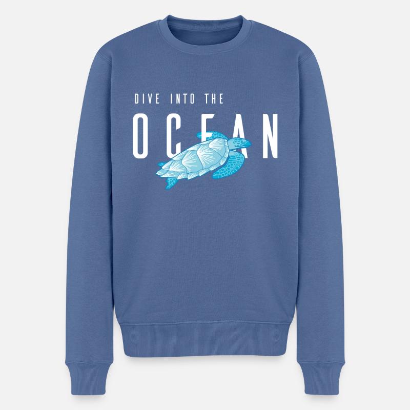 Plongée en mer - Pull Premium bio Homme - bleu pigeon