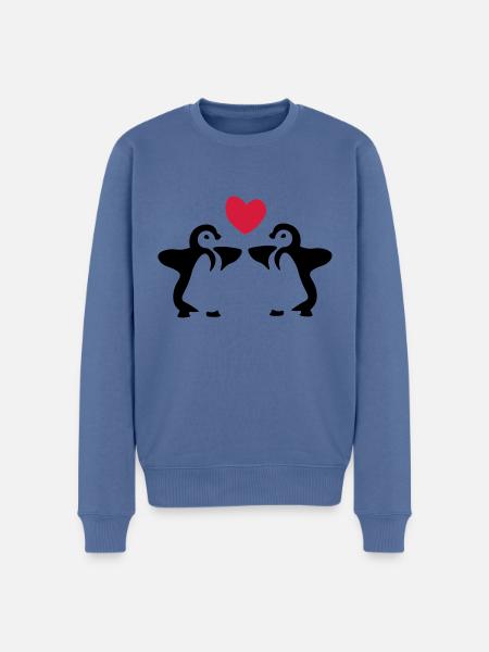Pinguin Geschwister / Zwillinge / Geschenkidee - Männer Premium Bio Pullover - Taubenblau
