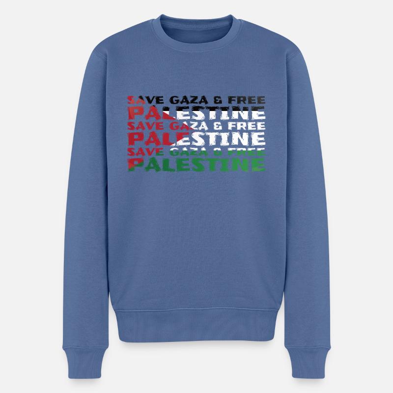 Free Palestine Save Gaza - Männer Premium Bio Pullover - Taubenblau