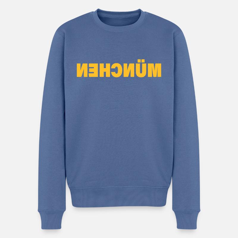 MUNICH - Pull Premium bio Homme - bleu pigeon