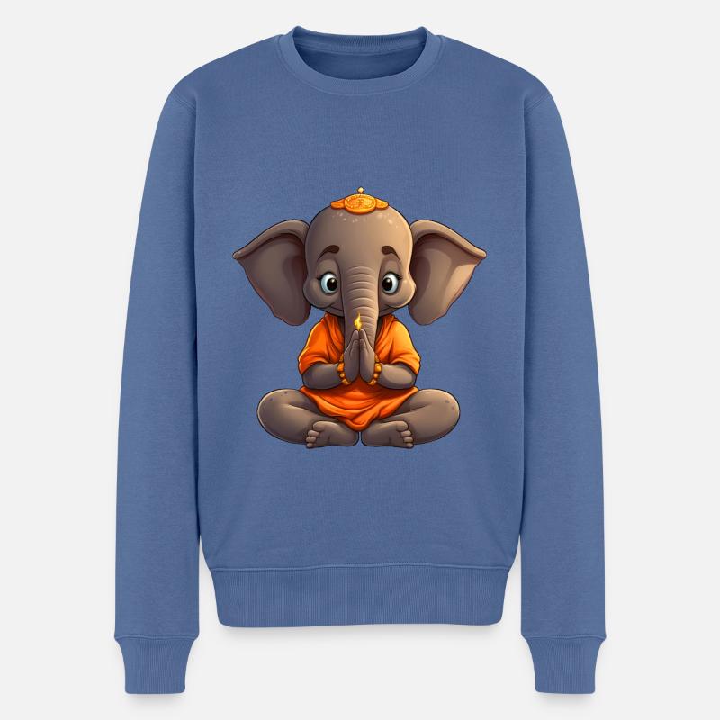 Elefant Yoga - Männer Premium Bio Pullover - Taubenblau