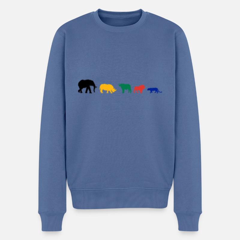 Big Five Afrika Safari - Männer Premium Bio Pullover - Taubenblau