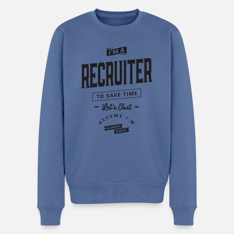 Personalvermittler Lustiger Beruf - Männer Premium Bio Pullover - Taubenblau