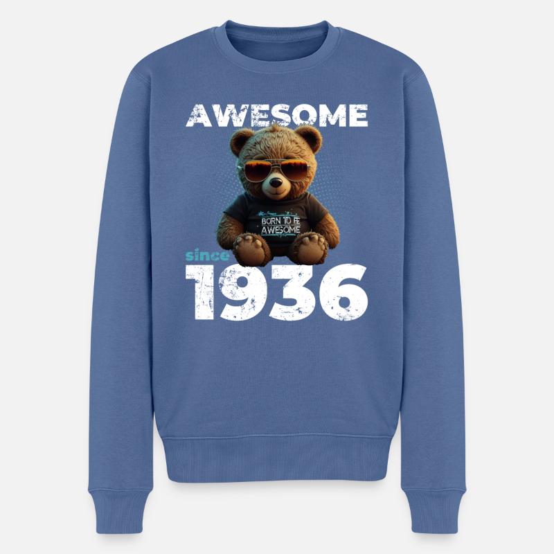 88. Geburtstag Original 1936 Jahrgang 1936 Bär süß - Männer Premium Bio Pullover - Taubenblau