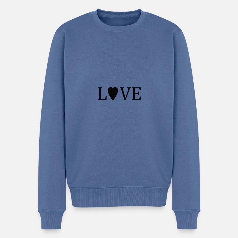 LIEBE - Männer Premium Bio Pullover - Taubenblau