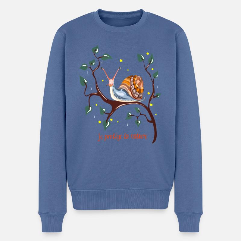 escargot - Pull Premium bio Homme - bleu pigeon