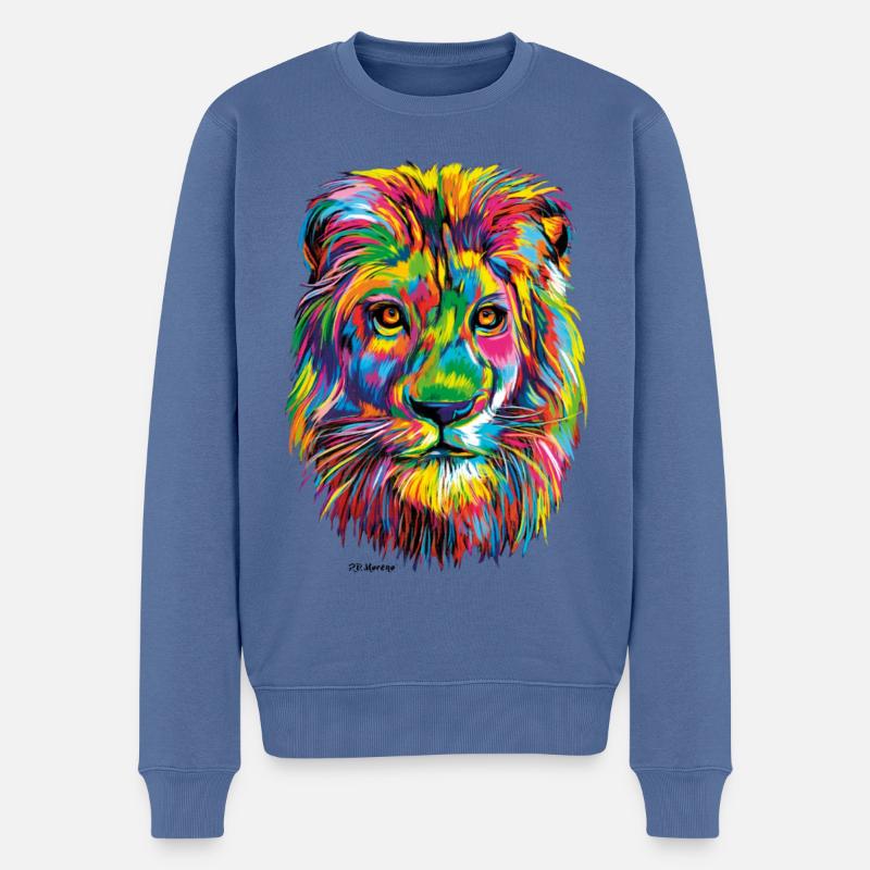 PD Moreno Lion coloré - Pull Premium bio Homme - bleu pigeon