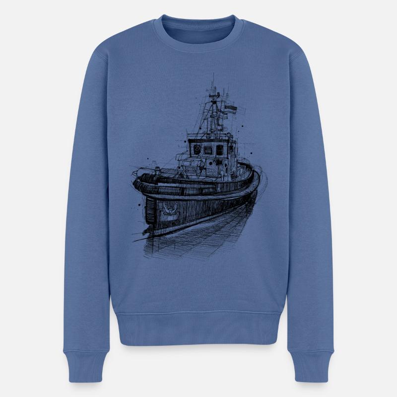 Dessin de remorqueur - Pull Premium bio Homme - bleu pigeon