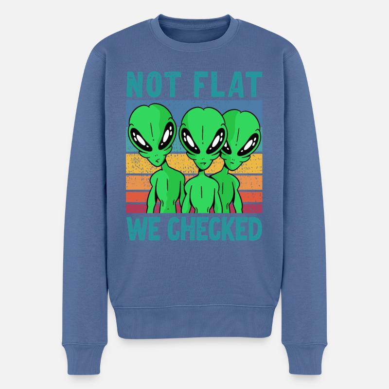 Not Flat We Checked - Männer Premium Bio Pullover - Taubenblau