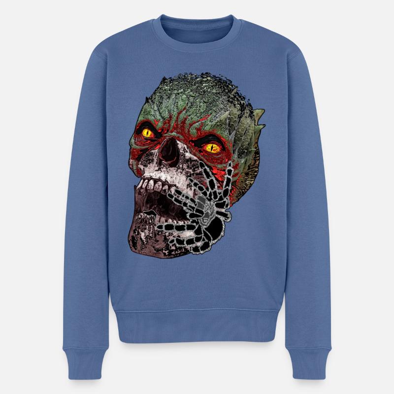 Halloween Gruselmonster - Männer Premium Bio Pullover - Taubenblau
