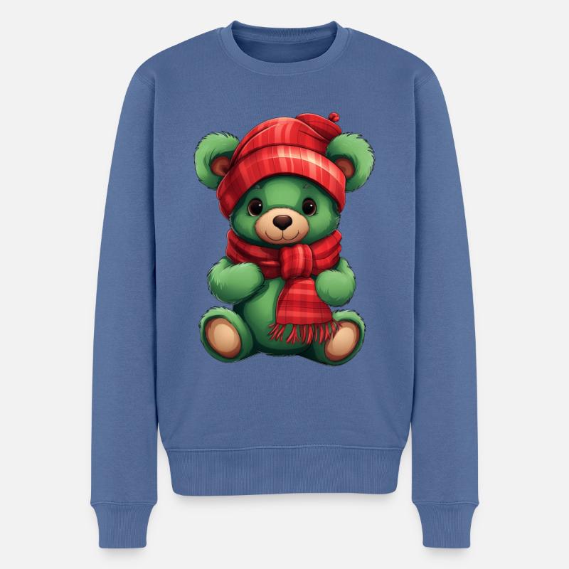Ours en peluche d’hiver - Pull Premium bio Homme - bleu pigeon