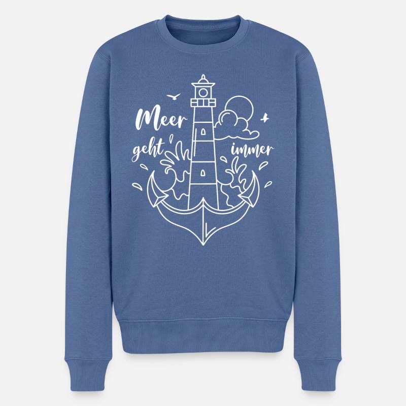 Meer - geht immer, Urlaub am Meer - Männer Premium Bio Pullover - Taubenblau