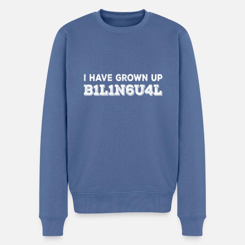 i have grown up bilingual 1337 - Männer Premium Bio Pullover - Taubenblau