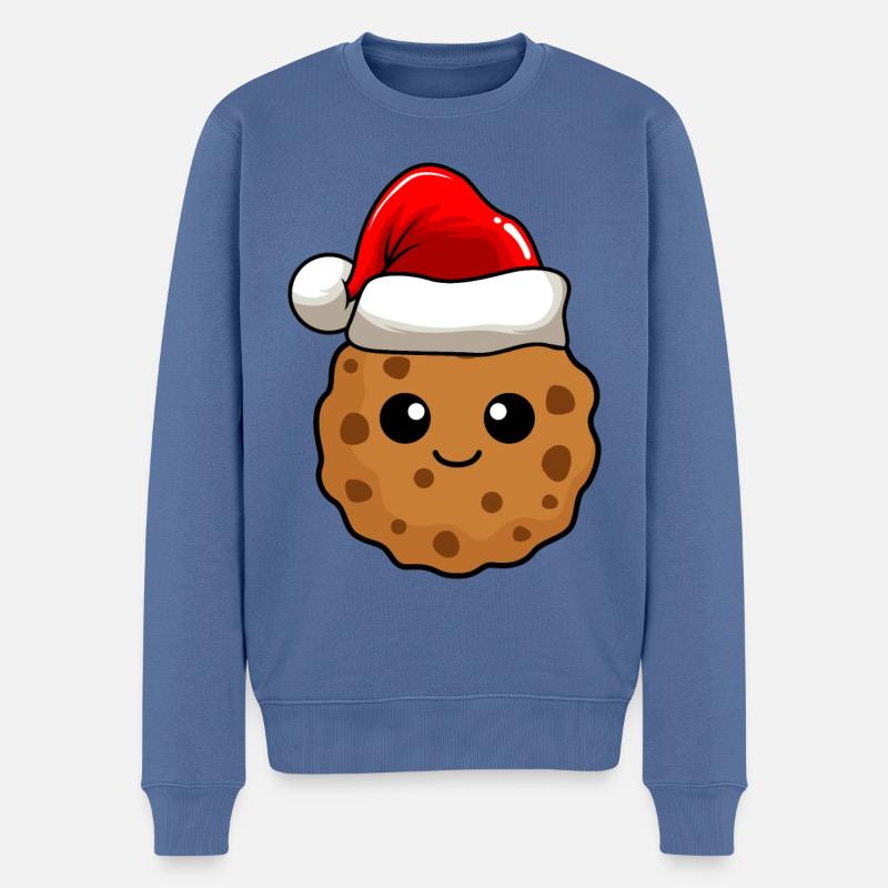 Cookies Noël BD Noël - Pull Premium bio Homme - bleu pigeon