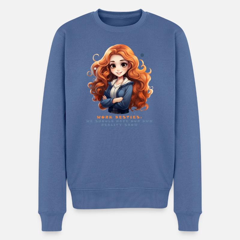 Arbeit, Besties, Bestien, Unsere eigene Reality-Show - Männer Premium Bio Pullover - Taubenblau