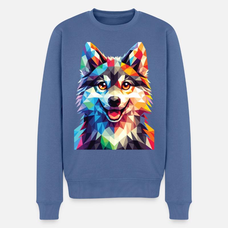Polygon Wolf - Männer Premium Bio Pullover - Taubenblau