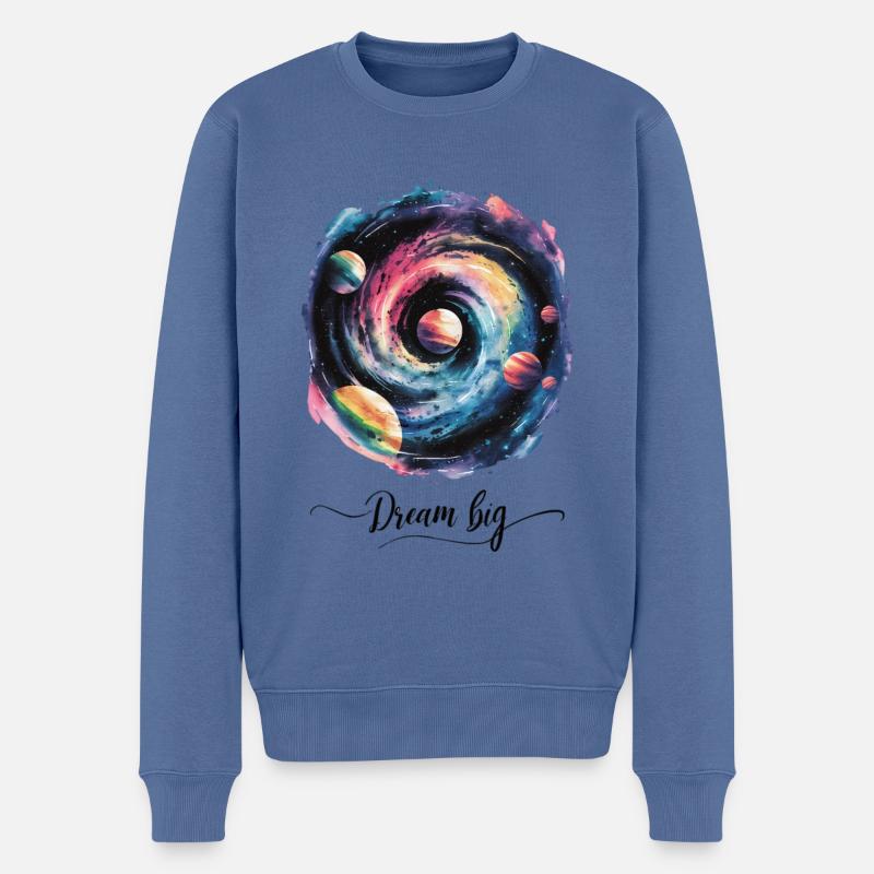 Galaktische Träume Groß Denken - Männer Premium Bio Pullover - Taubenblau