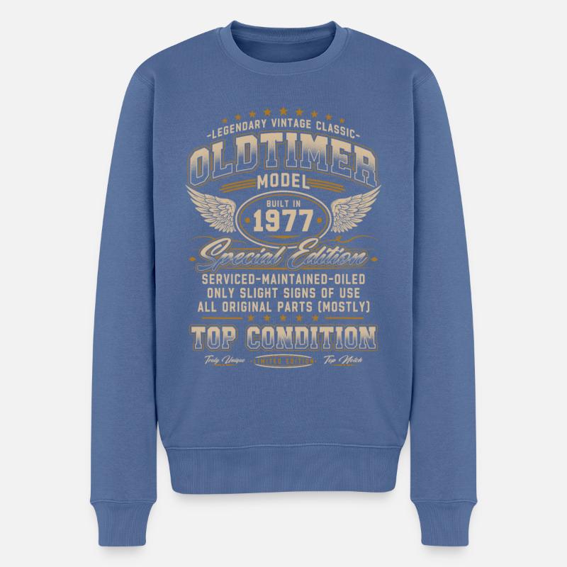 Oldtimer Baujahr 1977 Jahrgang Geburtstag Geschenk - Männer Premium Bio Pullover - Taubenblau