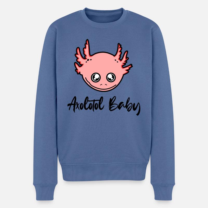 Niedliches Axolotl Baby - Axolotl Smile - Männer Premium Bio Pullover - Taubenblau