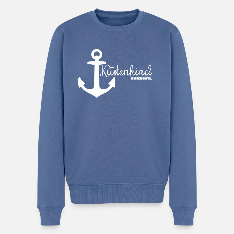 Küstenkind Original - Männer Premium Bio Pullover - Taubenblau