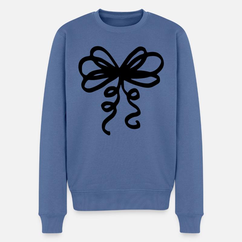 Schleifchen Geschenkband / bow - loop present - Männer Premium Bio Pullover - Taubenblau