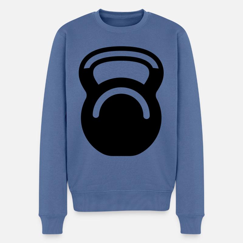 Icône de poids d’haltères - Pull Premium bio Homme - bleu pigeon