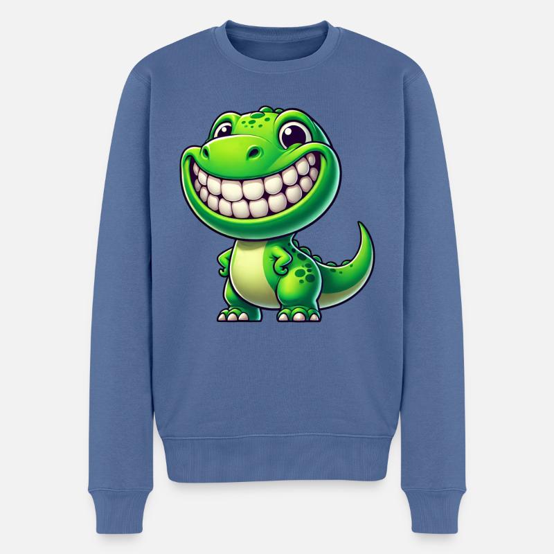 Dinosaure mignon T-Rex Cartoon Friendly - Pull Premium bio Homme - bleu pigeon