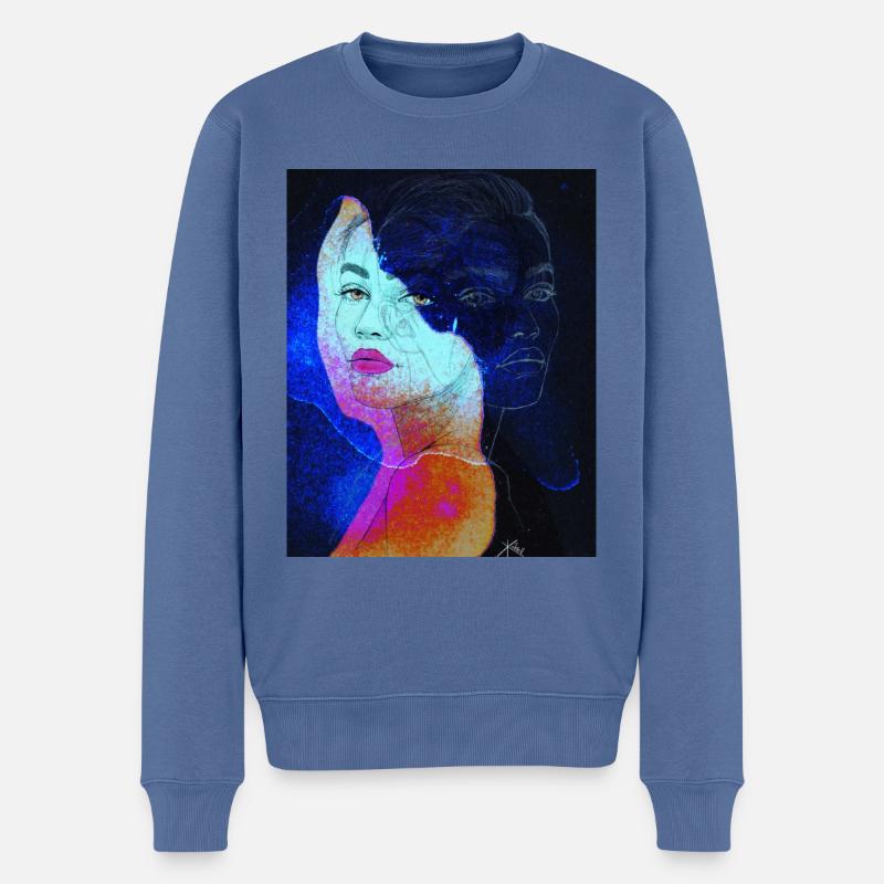 zwei Seiten - Männer Premium Bio Pullover - Taubenblau