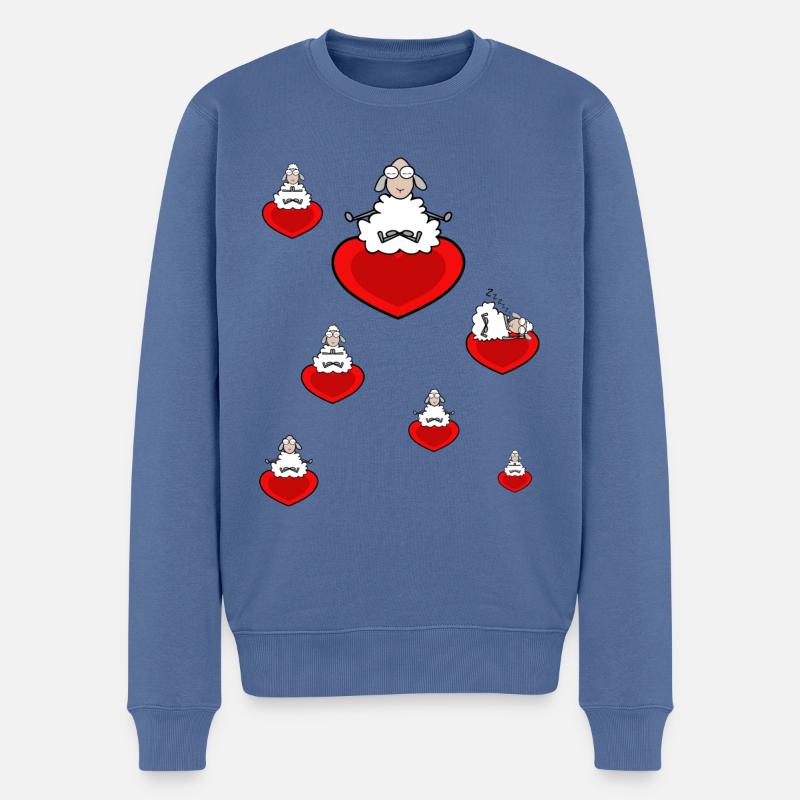 Meditation Schafe - Männer Premium Bio Pullover - Taubenblau