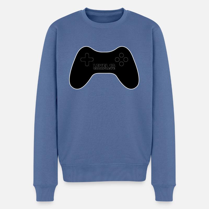 Level 18 abgeschlossen - Männer Premium Bio Pullover - Taubenblau