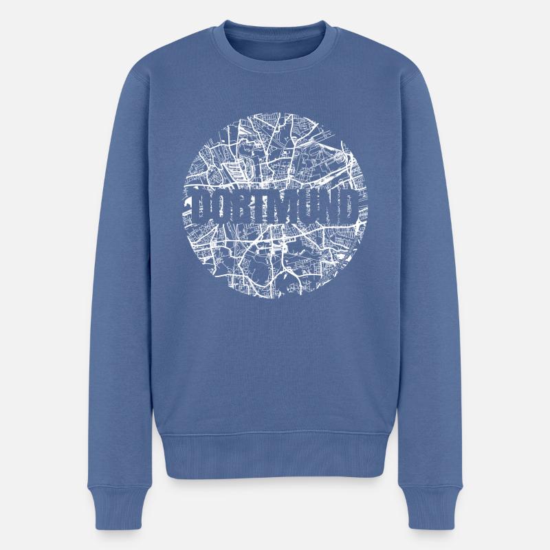 Dortmund – City Stadtplan Map Karte (weiß) - Männer Premium Bio Pullover - Taubenblau