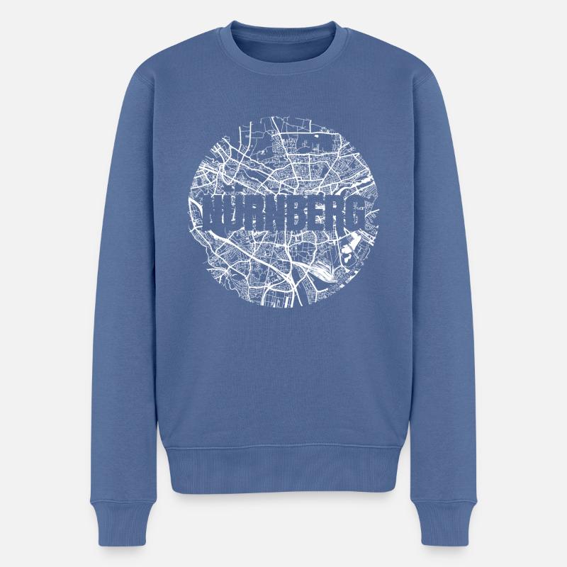 Nürnberg – City Stadtplan Map Karte (weiß) - Männer Premium Bio Pullover - Taubenblau