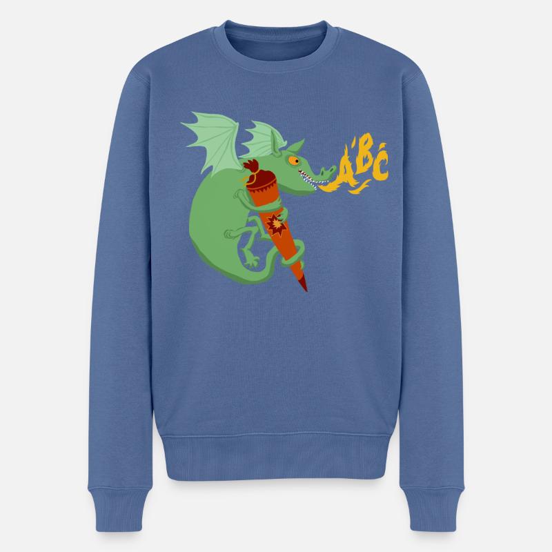 Drache abc - Männer Premium Bio Pullover - Taubenblau