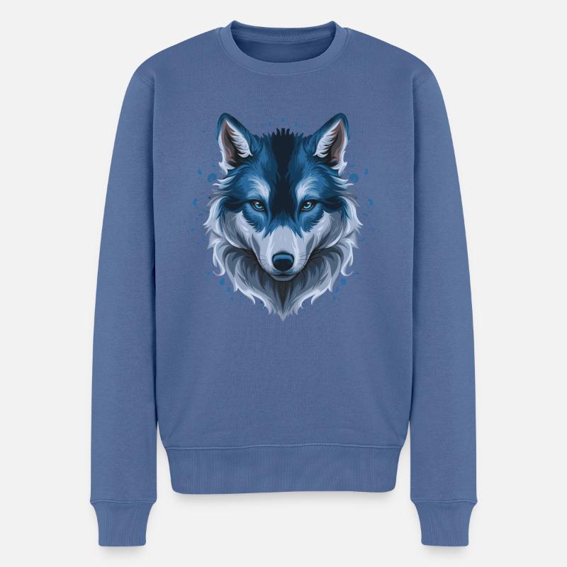 Tête de loup - Pull Premium bio Homme - bleu pigeon