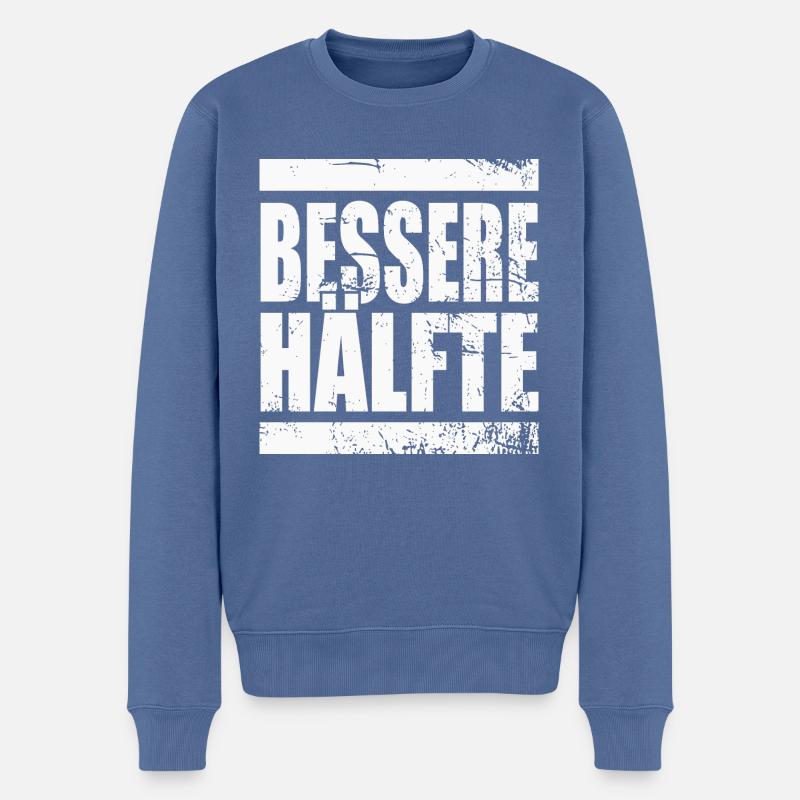 Bessere Hälfte - Männer Premium Bio Pullover - Taubenblau