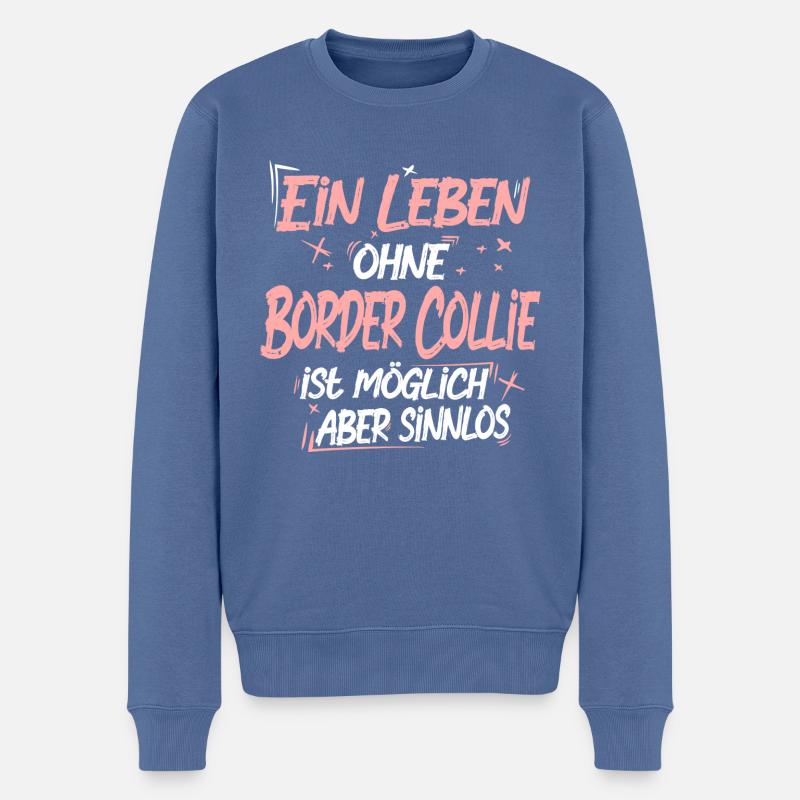 Border Collie - Männer Premium Bio Pullover - Taubenblau
