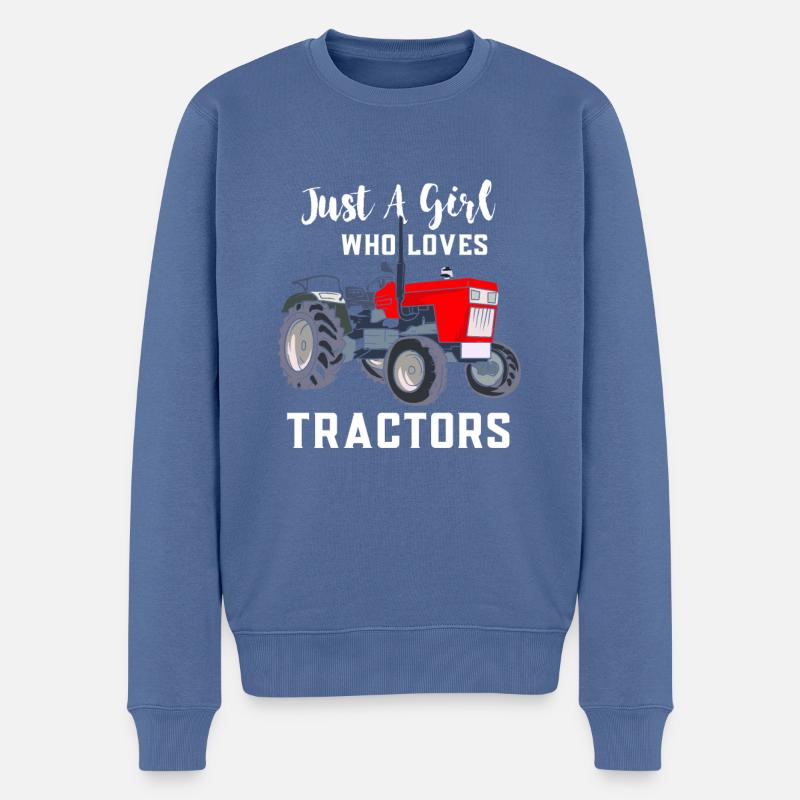 Une fille qui aime les tracteurs - Pull Premium bio Homme - bleu pigeon