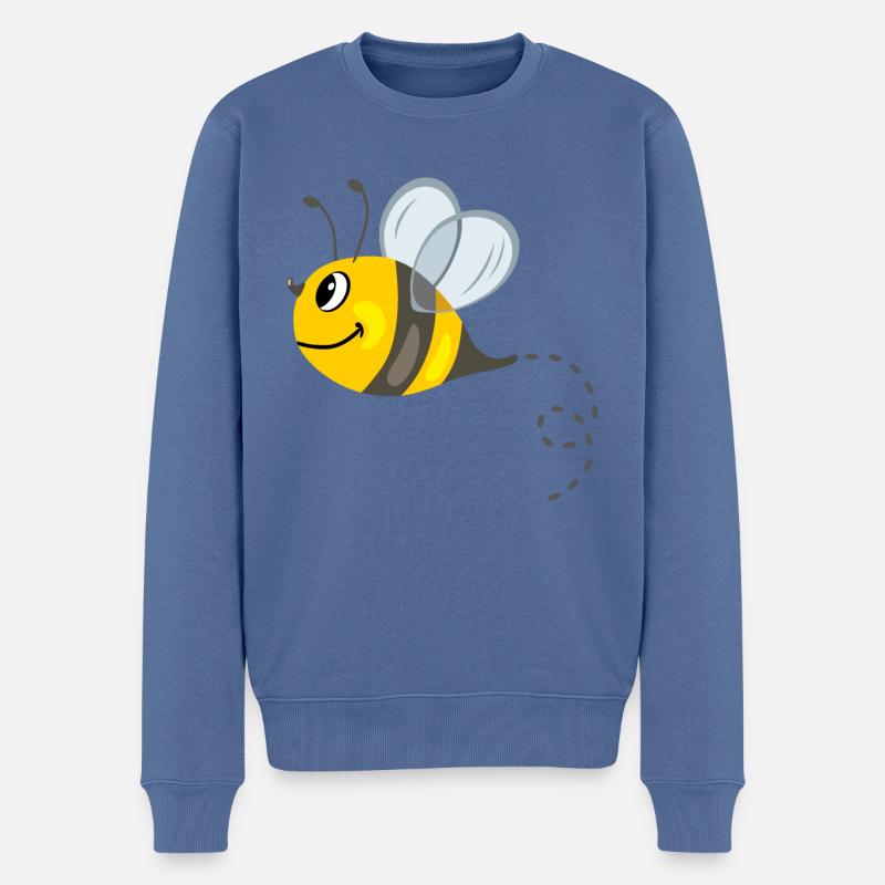 Glückliche lustige Biene - Männer Premium Bio Pullover - Taubenblau