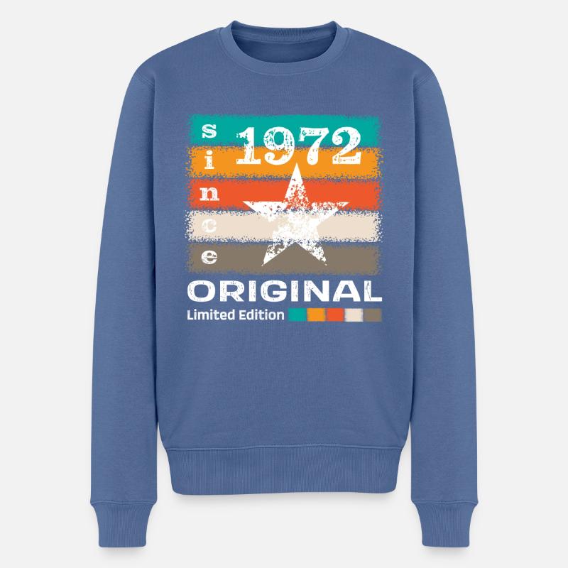 Geburtsjahr 1972 Retro - Männer Premium Bio Pullover - Taubenblau