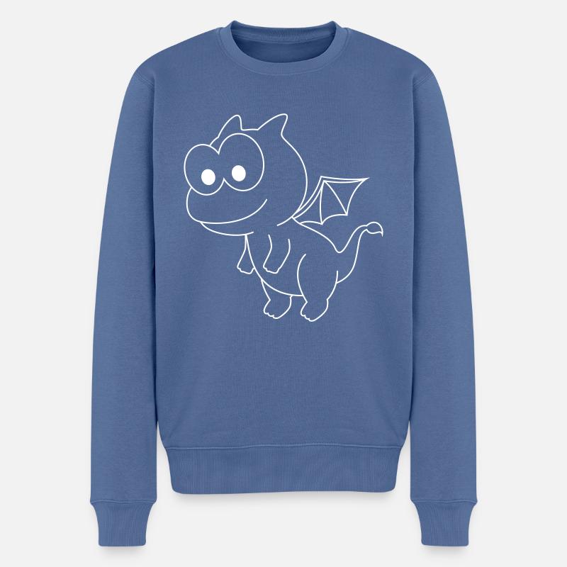 Drache Comic Tier - Männer Premium Bio Pullover - Taubenblau