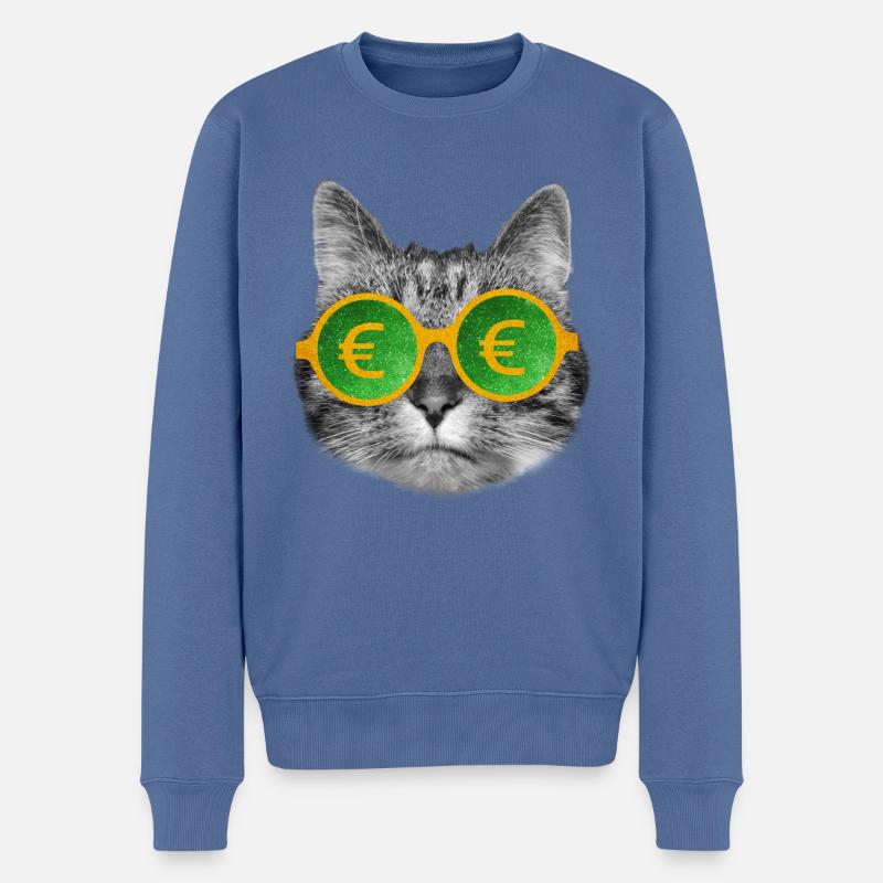 Lunettes d’argent pour chat - Pull Premium bio Homme - bleu pigeon