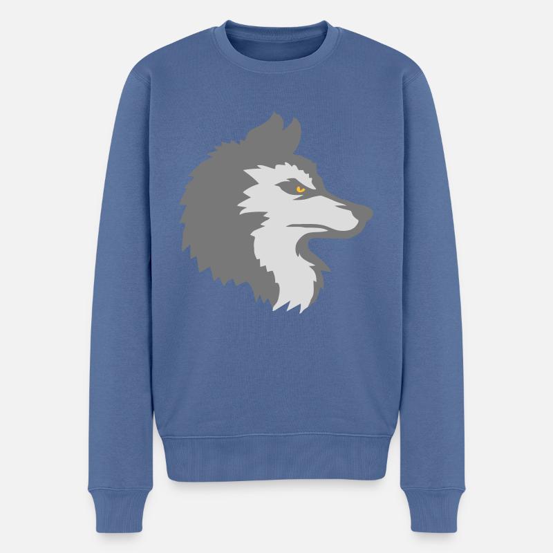 Alpha Wolf Cool Design - Männer Premium Bio Pullover - Taubenblau