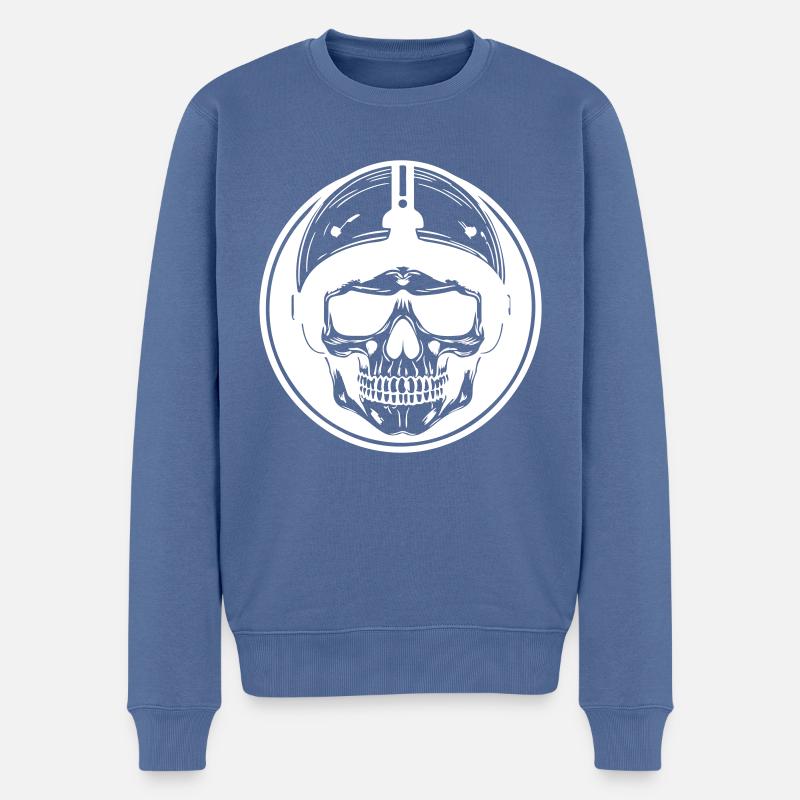 Biker Totenkopf - Männer Premium Bio Pullover - Taubenblau