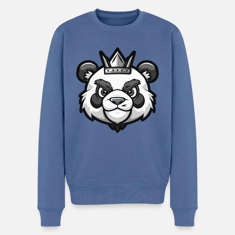 Panda Krone - Männer Premium Bio Pullover - Taubenblau