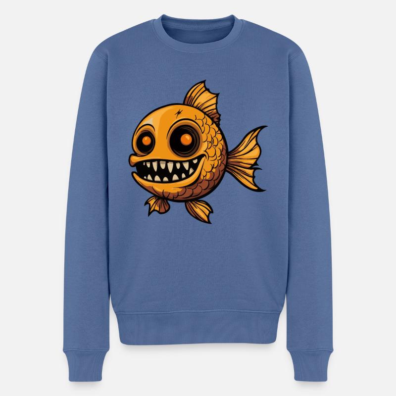 Poisson rouge Halloween Zombie - Pull Premium bio Homme - bleu pigeon