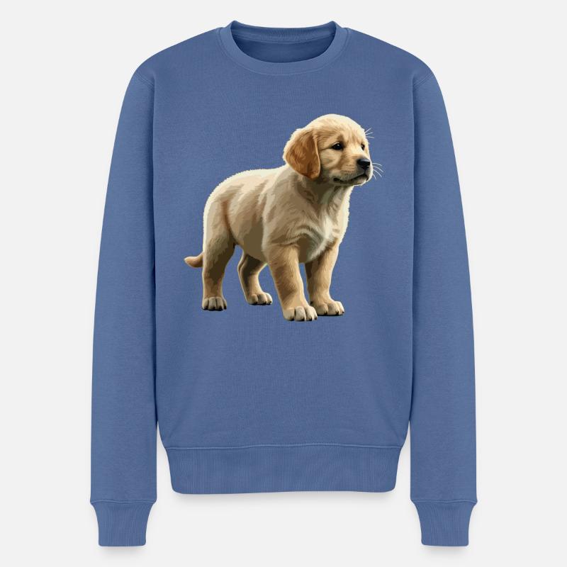 Golden Retriever Welpe - Männer Premium Bio Pullover - Taubenblau