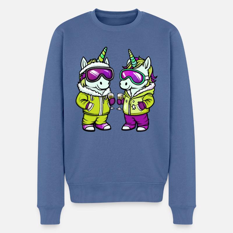 Licorne Ski Après-Ski - Pull Premium bio Homme - bleu pigeon