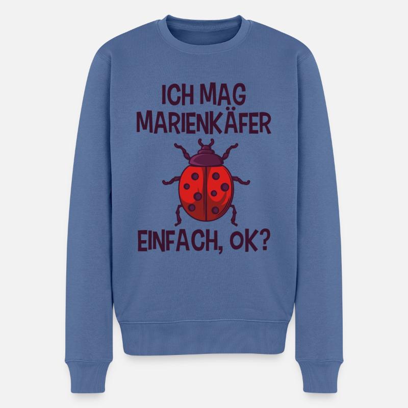 Marienkäfer lustiger Spruch - Männer Premium Bio Pullover - Taubenblau
