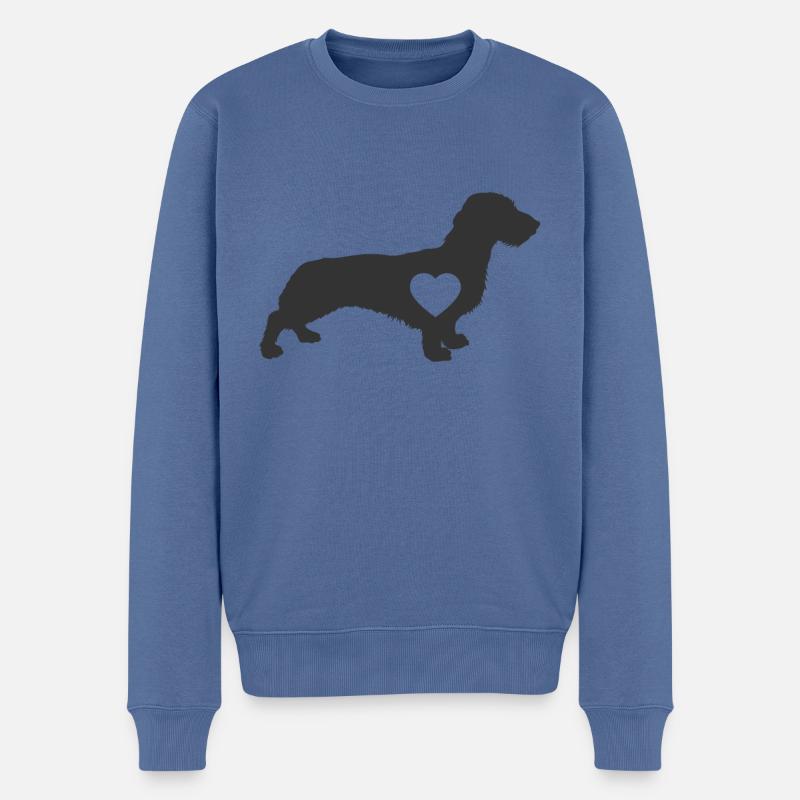 Rauhaardackel Hund Hunde Geschenk - Männer Premium Bio Pullover - Taubenblau