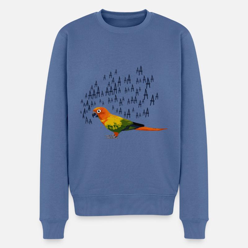 Papagei tropischer Vogel - Männer Premium Bio Pullover - Taubenblau